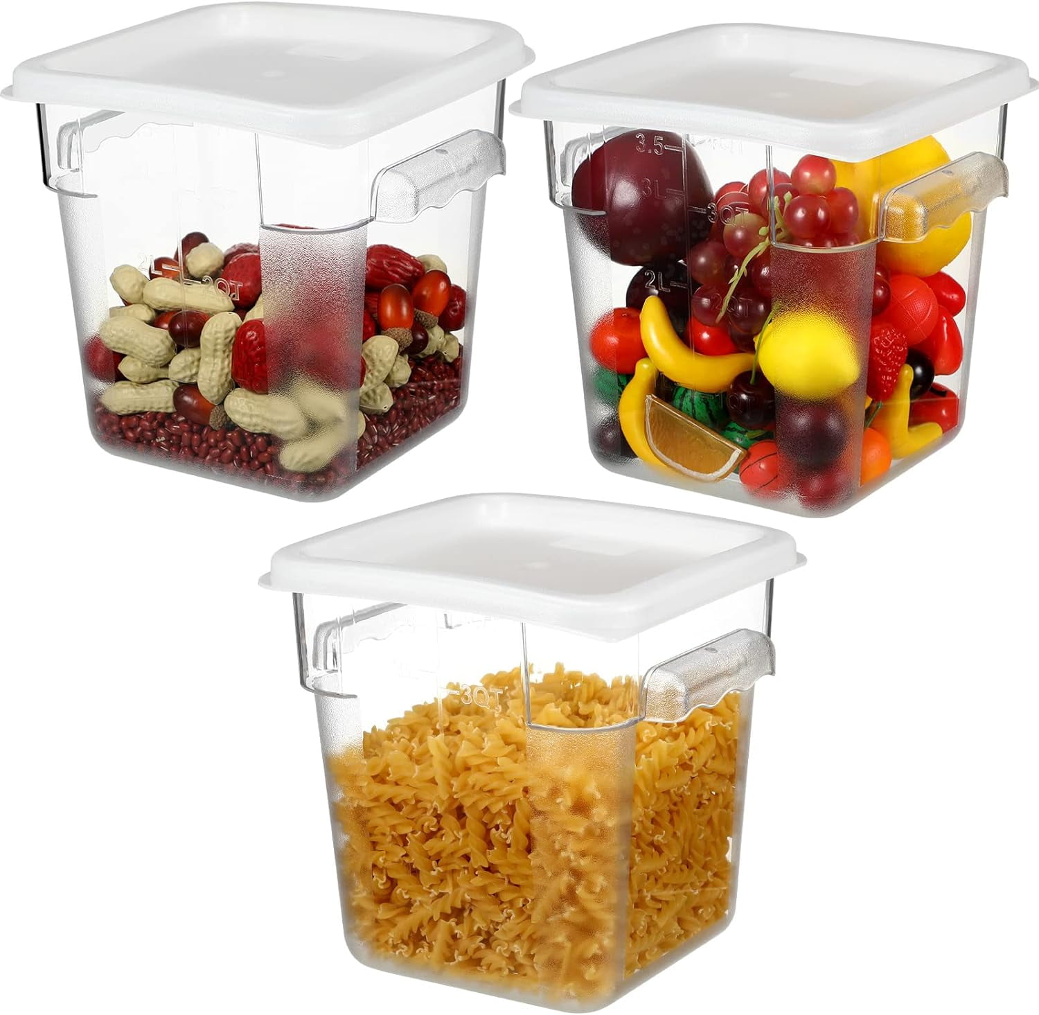 Set of 3 Food Container Sets Square Food Storage Containers with Lids 4