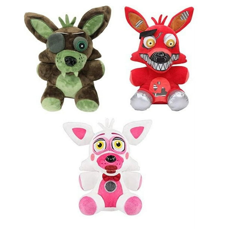 Set 3 Foxy Plushies - 7 Phantom Foxy, Foxy the Pirate, Funtime Foxy Five  Nights at Freddy's FNAF Plush Toy Stuffed Dolls 