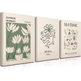 thumbnail image 1 of Set of 3 Framed Matisse Wall Art Green Flower Market Exhibition Prints Posters Abstract Minimalist Botanical Canvas Paintings Keith Haring Gallery Wall Decor Pictures for Bedroom Living Room, 1 of 6