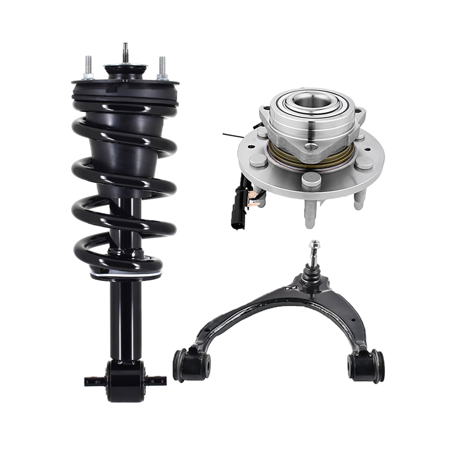 Set of 3 Front Left Upper Control Arm Ball Joint-Wheel Hub Bearing ...