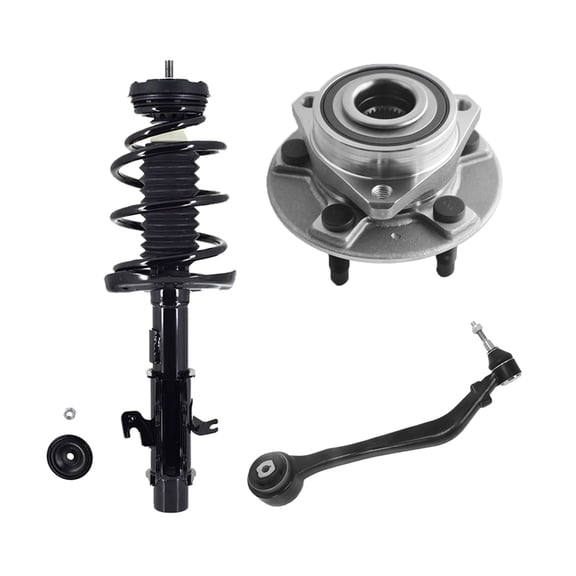 Set of 3 Front Right Lower Forward Control Arm Ball Joint-Wheel Hub Bearing Assembly-Quick Complete Strut-Coil Spring Assembly For 2013-2015 Chevrolet Camaro SS