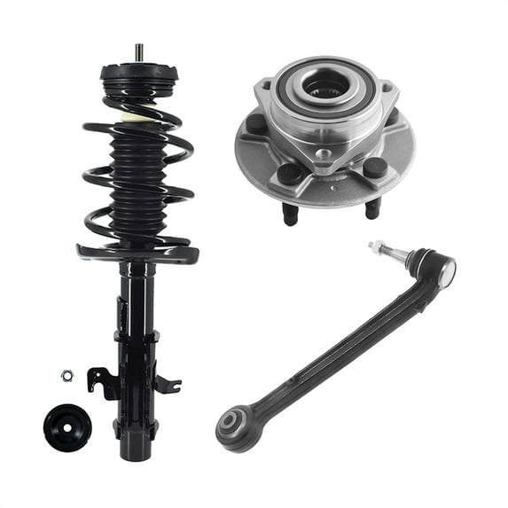 Set of 3 Front Right Lower Rearward Control Arm Ball Joint-Wheel Hub Bearing Assembly-Quick Complete Strut-Coil Spring Assembly For 2010-2012 Chevrolet Camaro V8