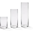thumbnail image 1 of Set of 3 Glass Cylinder Vases for Centerpieces 6, 9, 10.5 Inch Tall, 3.5" Wide - Clear Glass Flower Vases for Pillar Candle, Hurricane Candle Holder, Floating Candles, Wedding Centerpiece, 1 of 5