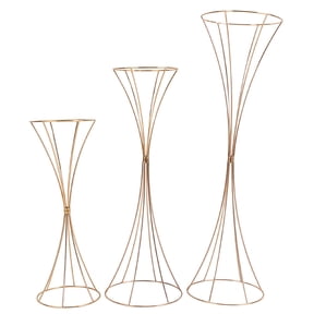 Set of 3 Gold Metal Trumpet Vases Wedding Party Decor Flower Gold Rack for Wedding Birthday Party, Artificial Flower Display Rack Table Centrepiece for Table Centerpieces