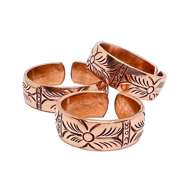Set of 3 Hand Pure Copper Rings. Made with 100 Pure Raw