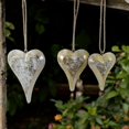 thumbnail image 1 of Set of 3 Handmade Wooden Heart Ornaments, Carved from The Holy Land, Golden Foil with White Finish, Rustic Wedding & Valentine’s Décor, Unique Heart-Shaped Decorations for Gifts & Special Occasions., 1 of 4