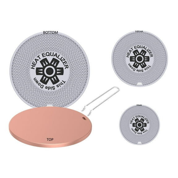 Set of 3 Heat Equalizer-Heat Diffuser for Gas Stoves 6”-8”-9.25 inch None Stick Copper finish – Aluminum & Copper Alloy Hot Plate for Even Cooking-Burner Cover & Simmer Plate