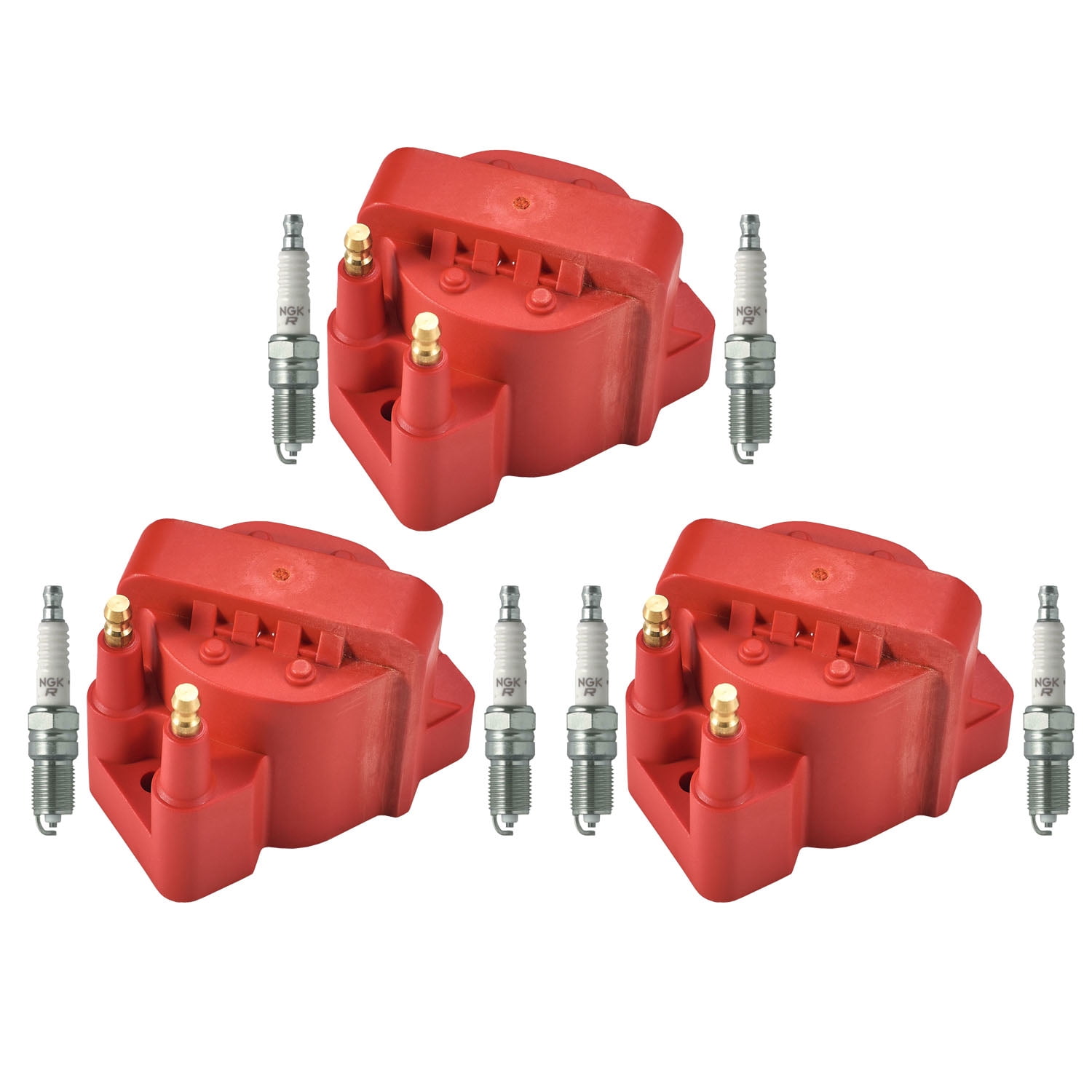 Set of 3 ISA Energy Ignition Coils and 6 NGK Spark Plug Compatible with ...
