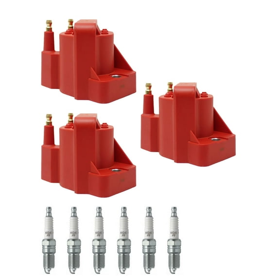 Set of 3 ISA Energy Ignition Coils and 6 Spark Plugs Compatible with 2000-2003 Chevrolet Venture Base Mini Passenger Van 4-Door 3.4L Replacement for DR39
