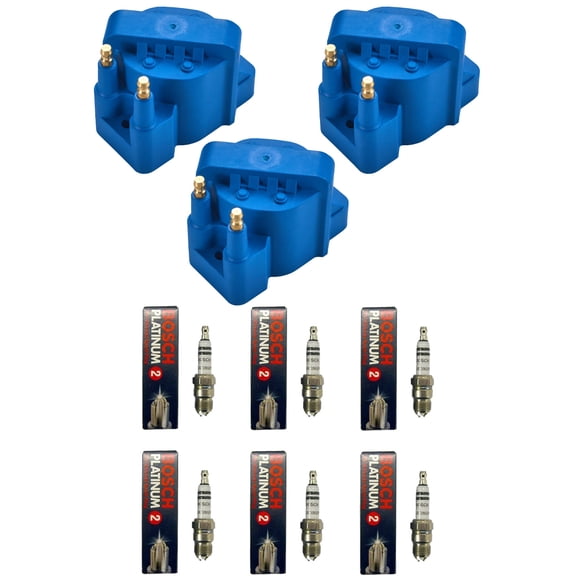 Set of 3 ISA High Performance Ignition Coils and 6 Bosch Spark Plugs Compatible with 1990 Chevrolet Lumina Base Coupe 2-Door 2.5L 2474CC 151Cu. In. l4 Replacement for DR39