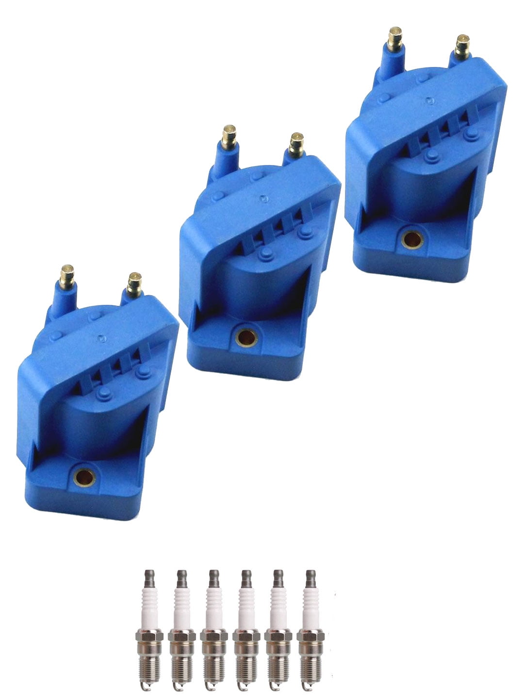 Set of 3 ISA High Performance Ignition Coils + 6 Spark Plugs Compatible