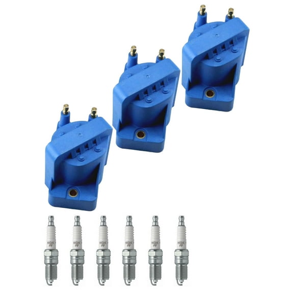Set of 3 ISA High Performance Ignition Coils and 6 Spark Plugs Compatible with 2002-2003 Buick Rendezvous CX Plus Sport Utility 4-Door 3.4L Replacement for DR39