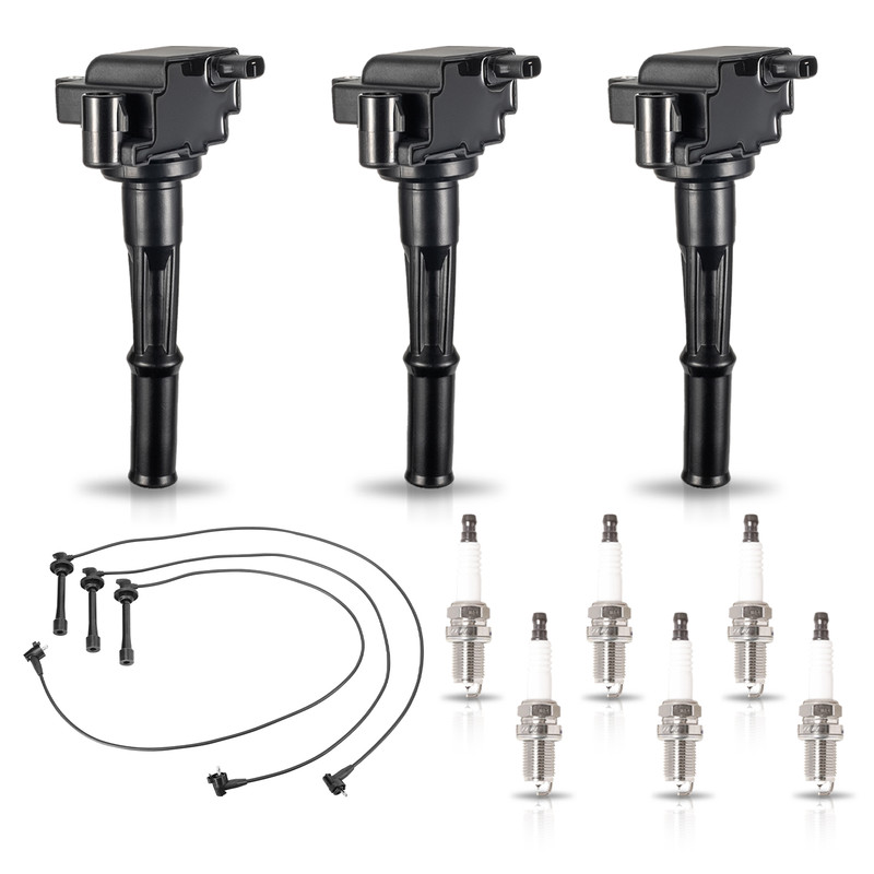 Set of 3 ISA Ignition Coil with 6 Platinum Spark Plug and Wire Set Compatible with Toyota 4Runner T100 Tacoma Tundra 1995-2004 3.4L Replacement for UF156 C1041 90919-02212 5C1308 E679