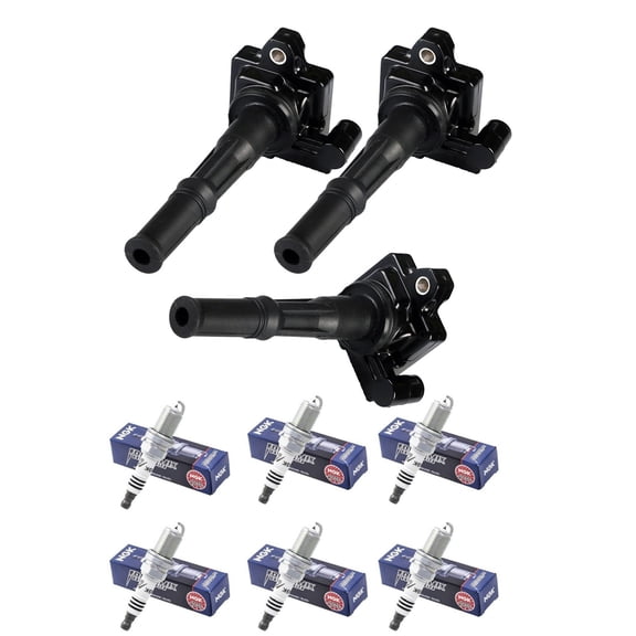 Set of 3 ISA Ignition Coils and 6 NGK Spark Plugs Compatible with 1995-2003 Toyota Tacoma DLX Standard Cab Pickup 2-Door 3.4L 3378CC V6 GAS DOHC  Replacement for UF156
