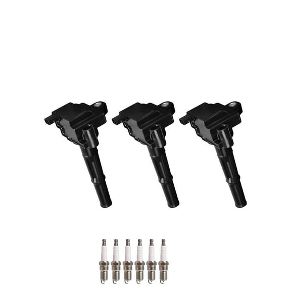 Set of 3 ISA Ignition Coils + 6 Spark Plugs  Compatible with 1999-2004 Toyota Tacoma Pre Runner Standard Cab Pickup 2-Door 3.4L 3378CC V6 Replacement for UF156