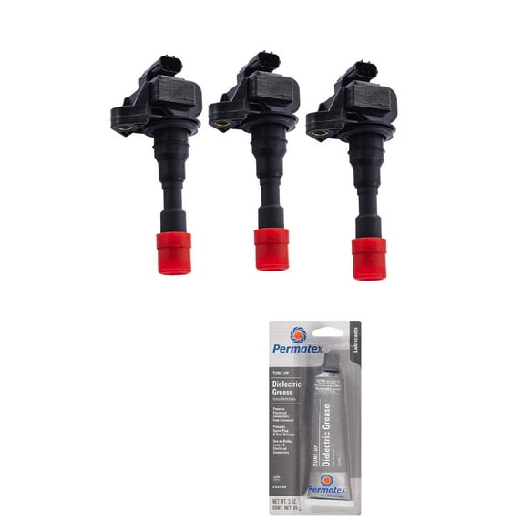 Set of 3 Ignition Coils and Permatex 22058 Dielectric Tune-Up Grease Compatible with 2001 Honda Insight Base Hatchback 3-Door 1.0L 995CC 61Cu. In. l3 Replacement for UF257 C1264