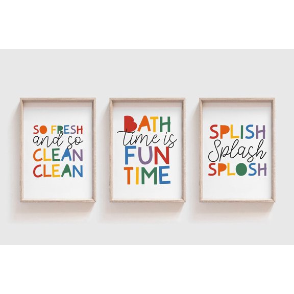 Set of 3 Kids Bathroom Prints, Bathroom Wall Art, Bathroom Decor, Bathroom Signs, Rainbow Prints, Rainbow Wall Art, Bathroom Rules, Fresh, Poster Only