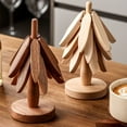 thumbnail image 1 of Set of 3 Kitchen Table Decor Foldable Wooden Trivets, 3 Wooden Trivet + 1 Stand Stored Like a Christmas Tree, for Hot Pots and Pans, Tree Shape Trivets, Kitchen Counter Christmas Decor, 2 Set, 1 of 6