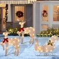 thumbnail image 1 of Set of 3 Lighted Christmas 2D Reindeers Outdoor Decorations, 23 Inch Pre-Lit Light Up Xmas Rudolph & Santa Sleigh with Lights, Festive Holiday Front Door Garden Patio Yard Lawn Display, 1 of 7