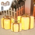 thumbnail image 1 of Set of 3 Lighted Christmas Gift Boxes with Remote, Multicolor PVC LED Present Decorations with Ribbon Bows, Indoor Outdoor Yard, Patio & Tree Display Décor, 1 of 5