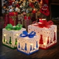 thumbnail image 1 of Set of 3 Lighted Nesting Gift Boxes - 60 LED Light Up Present Boxes with Metal Frame, UL Plug, Reindeer & Snowflake Design for Xmas Tree Indoor Outdoor Holiday Decor, 1 of 6