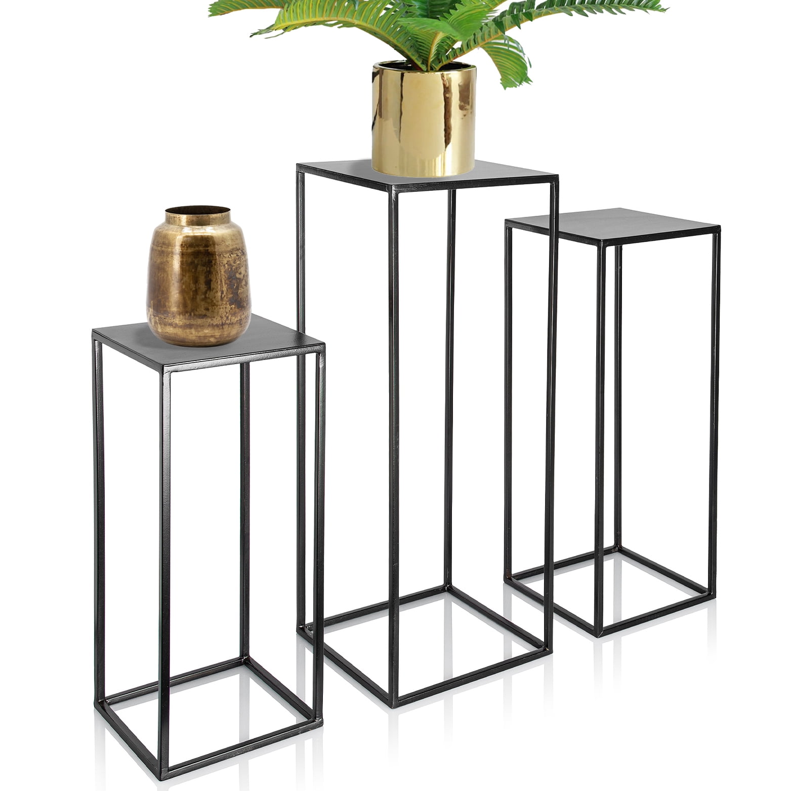  WEENINE 37 Tall Metal Plant Stand, 2 Tier Plant Tables Modern  Square Corner Flower Plant Display Pedestal Stands Holder for Indoor  Outdoor (37-Black) : Patio, Lawn & Garden
