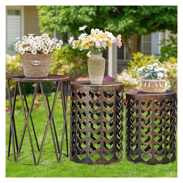 Set of 3 Metal Side End Tables Nightstand, Multifunctional Nesting