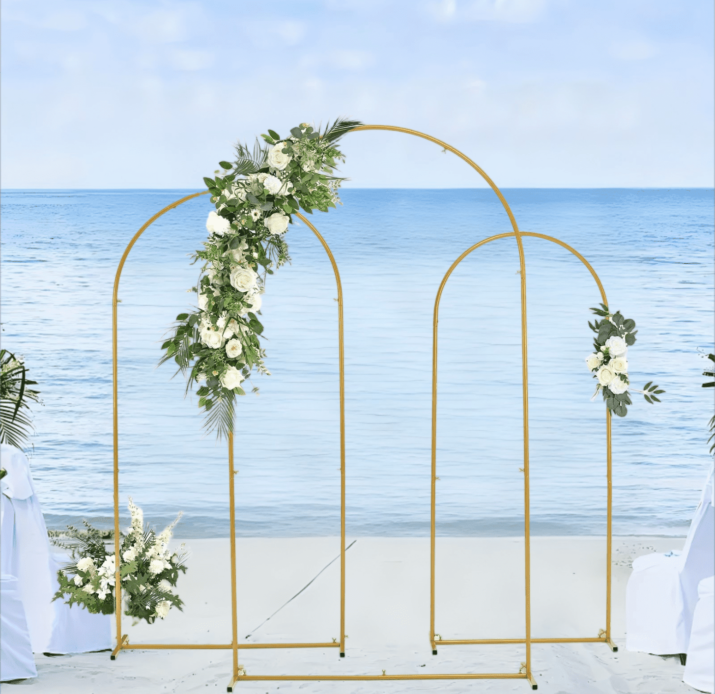 VINCIGANT 3-Piece Metal Wedding Arch Backdrop Stand Set, 4ft, 5ft 