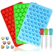 Set of 3, Mini Heart Shape Silicone Gummy Molds with Dropper, SourceTon Chocolate Mold Silicone Cake Molds for Baking Chocolate- Red, Blue and Green Set of 3...Red, Blue and Green