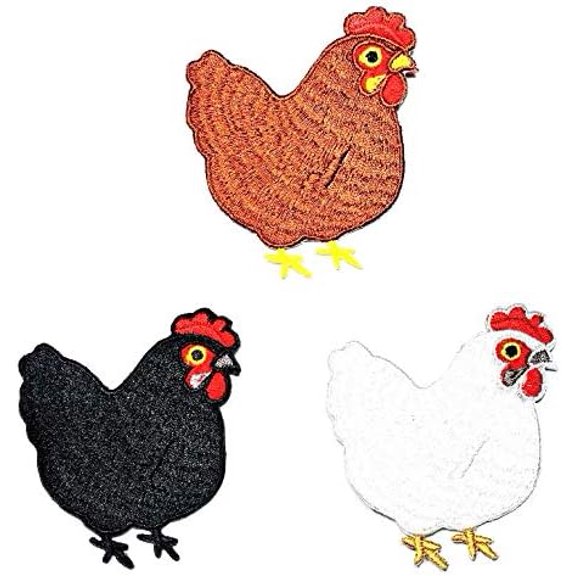 Set 3 Pcs. Chicken Farm Life Farming Farmer Cartoon Sew on Appliques Embroidered