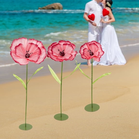 Set of 3 Pieces Dark Pink Color Artificial Flower Decoration, Artificial Corn Poppy Flower for Wedding Decoration, Birthday Party Banquet Background Artificial Flower Arrangements