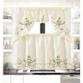 thumbnail image 1 of Gorgeous Home Linen Set of 3 Pieces Kitchen Window Curtain Embroidery Floral Multicolor 2 Tier + 1 Swag Valance for Kitchen (BR2 -Ivory), 1 of 5