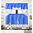 thumbnail image 1 of Gorgeous Home Linen Set of 3 Pieces Kitchen Window Curtain Embroidery Floral Multicolor 2 Tier + 1 Swag Valance for Kitchen (BR28 -Royal Flower), 1 of 5