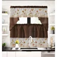 thumbnail image 1 of Gorgeous Home Linen Set of 3 Pieces Kitchen Window Curtain Embroidery Floral Multicolor 2 Tier + 1 Swag Valance for Kitchen (BR8 -Brown), 1 of 5