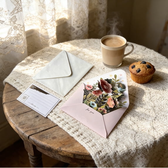 Set of 3 Pop Up Flower Greeting Cards with Envelope and Small Blank Card, Paper Floral Design for Graduation Anniversary Birthday Congratulations, 6.1 x 4.72 Inch