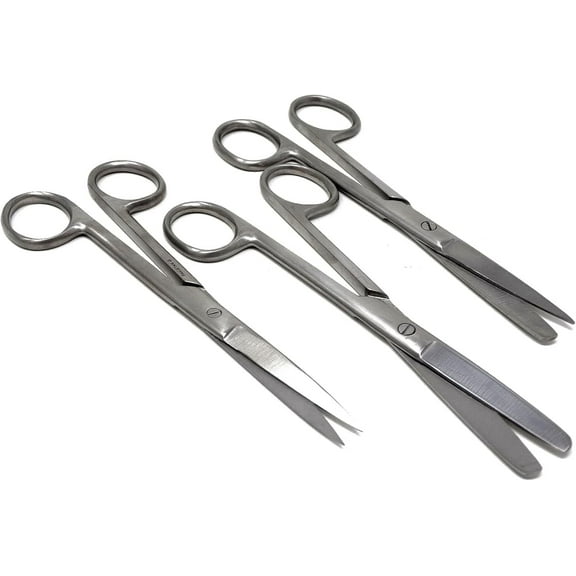 Set of 3 Precision Cutting Scissors, Straight 5.5" (14cm) - Sharp/Blunt, Sharp/Sharp, Blunt/Blunt - Durable Stainless Steel for Professionals and Students