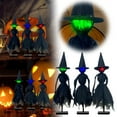thumbnail image 1 of Set of 3 Primitive Halloween Witch Decorations with LED Lights - Spooky Witch Figurines with Hats in 3 Color Changing Modes - Rustic Mantel, Shelf and Tabletop Decor for Indoor Halloween Displays, 1 of 6