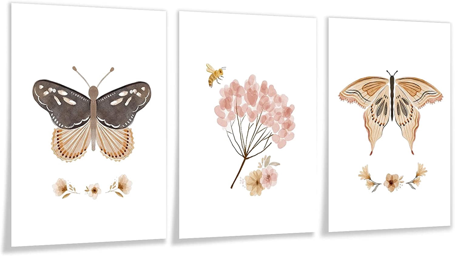 Set of 3 Prints Vintage Botanical Flower Posters Colorful Spring ...