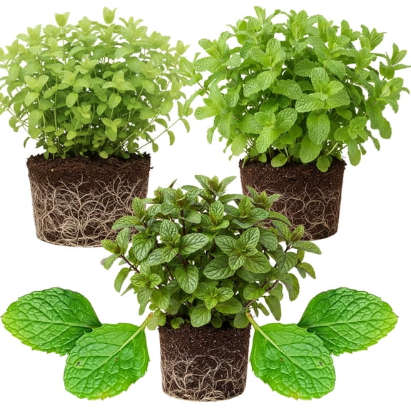 Set 3 Random Mint Plants Live, Indoor Outdoor Herbs Mixed Plants, Well-rooted and Cold Hardy for Spring Garden