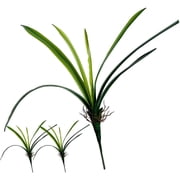 Set of 3 Real Touch Artificial Cymbidium Plants with Stems and Roots Faux Greenery Stems for Pot or Vase Faux Orchid Stems That Look Real for Indoor Home Office Farmhouse Decoration Green