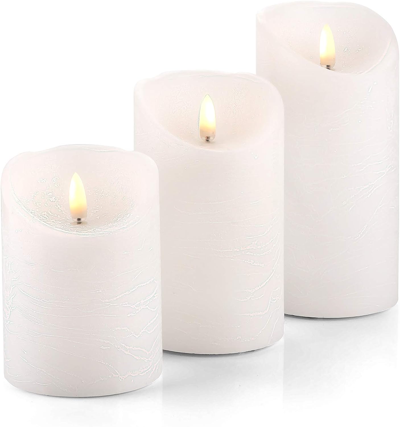 Set of 3 Realistic Flameless White LED Candles with Remote Control 4