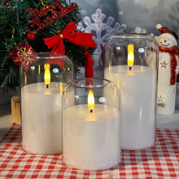 Goyuon LED Flameless Flickering Candles, Battery Operated, With Remote Control, Timer and Dimmable Function, (4" 5" 6"-3 Pack)Decorative Lights for Home, Weddings, Parties