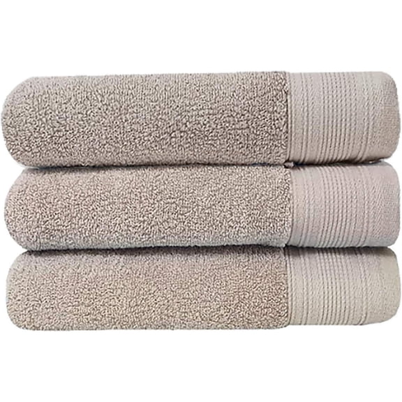 ( Set of 3 ) SONGWOL Hotel Collection Premium Large Face Towels | 20 X 40 inch, 470 GSM | Absorbent Combed Cotton Fabric | Cross Hemmed | Made in Korea (Brown)