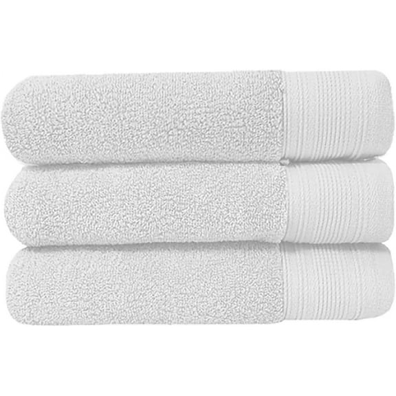 ( Set of 3 ) SONGWOL Hotel Collection Premium Large Face Towels | 20 X 40 inch, 470 GSM | Absorbent Combed Cotton Fabric | Cross Hemmed | Made in Korea (White)
