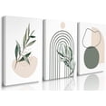 thumbnail image 1 of Set of 3 Sage Green Room Decor Wall Decor Boho Wall Prints Abstract Mid Century Geometric Wall Art Green Botanical Prints Boho Home Office Decor Boho Bedroom Artwork Moss Green Posters 12"x16", 1 of 14