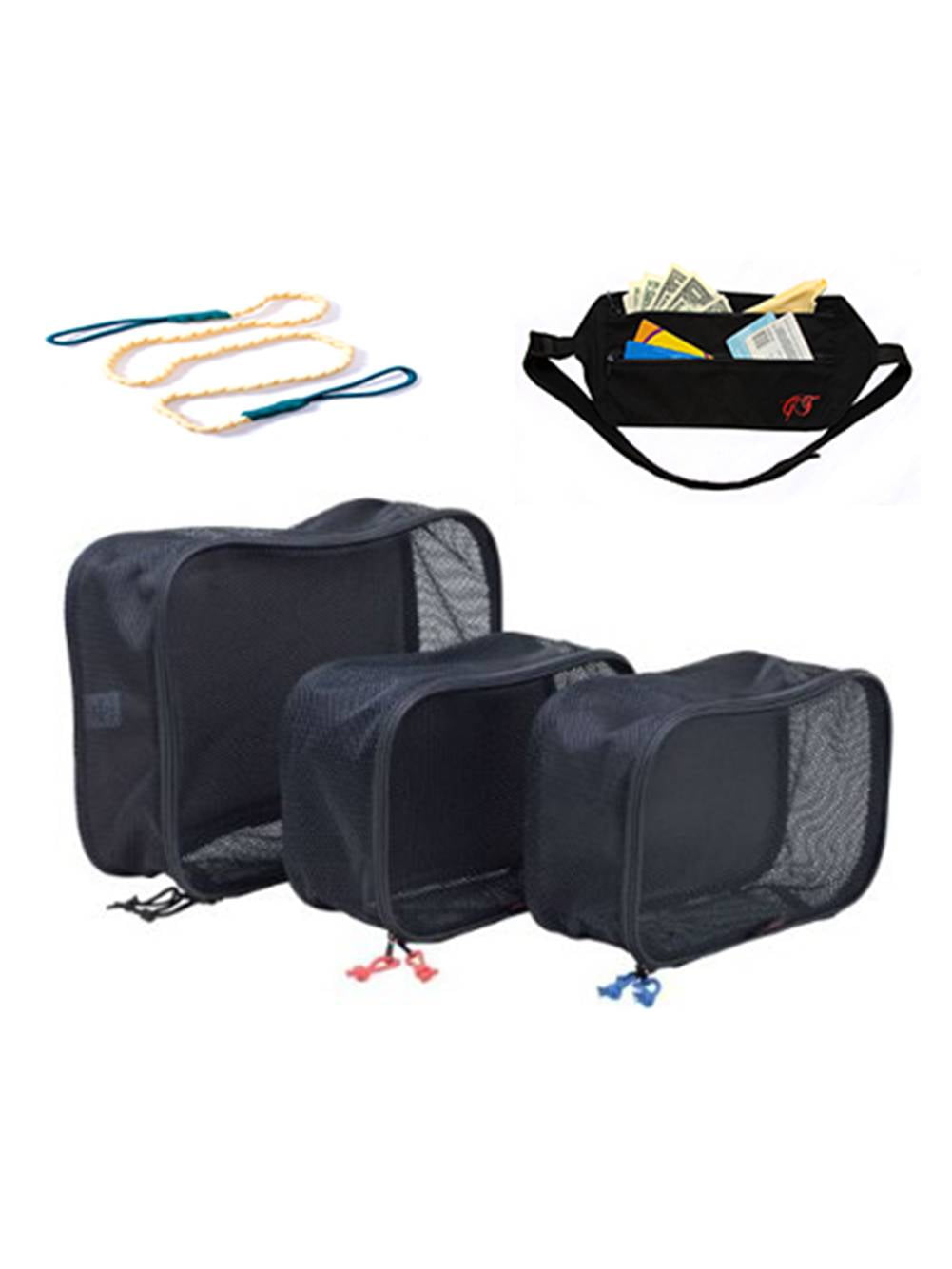 Set - 3 Set Packing Cube + Gear Clothesline + Money Belt