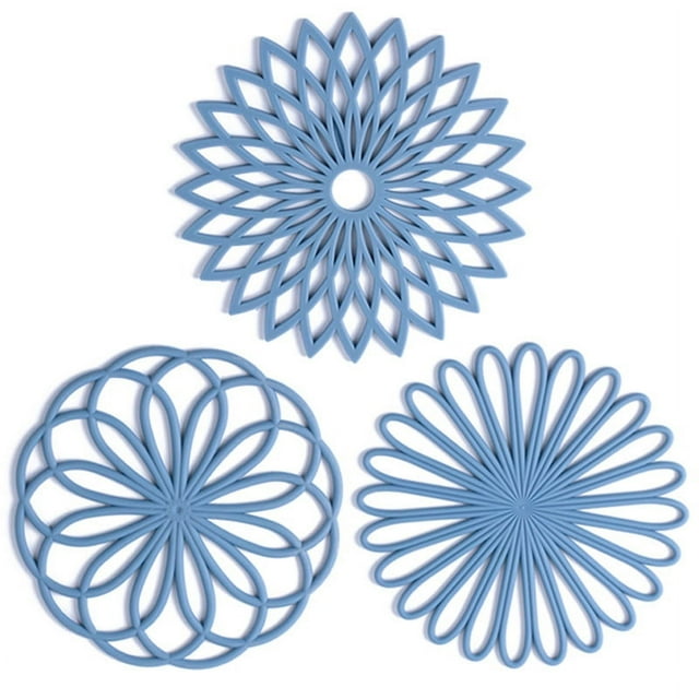 Set of 3 Silicone MatHot Pot Holder Hot Pads for Table & CountertopTrivet for Hot DishesNon
