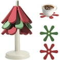 Set of 3 Silicone Tree Coasters for Christmas Decor, Trivets for Hot