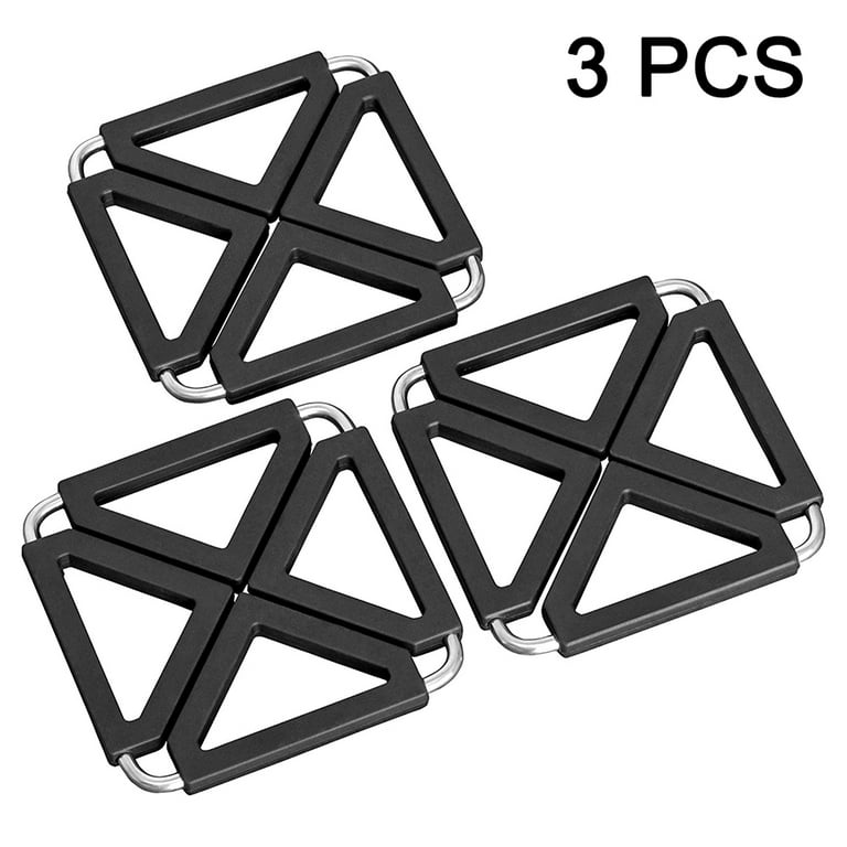 Set of 3 Silicone Trivet Mat Expandable Hot Pot Holder with Stainless Steel  Frame for Home Kitchen Heat Resistant Insulated Hot Pads Coasters Table  Dish Mat 