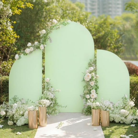 Set of 3 Spandex Wedding Arch Covers with Zipper, Double-Sided Portable & Wrinkle-Resistant, Wedding Backdrop Decorations for Parties – 5Ft, 7.2Ft, 5Ft Sizes